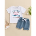 thumbnail image 2 of Bslissey Toddler Baby Boys 2Pcs Summer Outfits Letter Baseball Print Short Sleeve T-shirt with Elastic Waist Shorts 3M 6M 12M 18M 24M 3T Infant Casual Short Pants Sets, 2 of 9