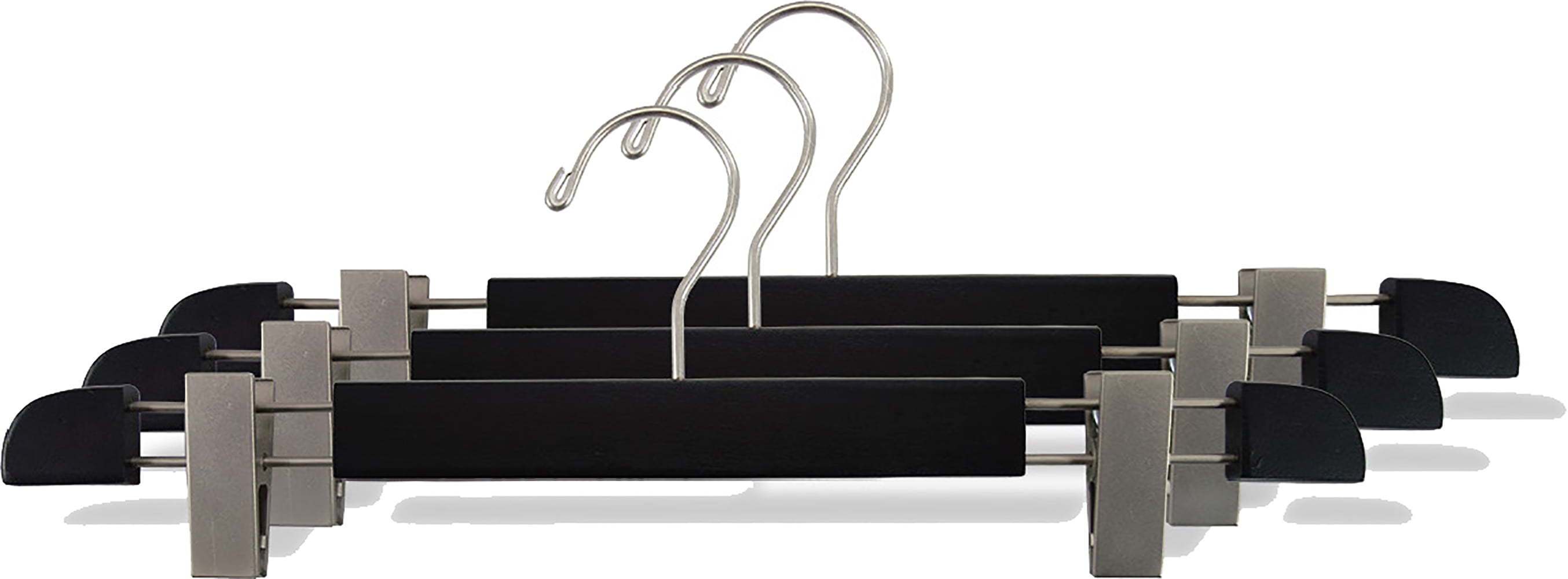 INTERNATIONAL HANGER Black Low Profile Wood Bottom Hanger, 10 Pack