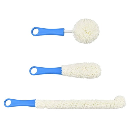 

3 Pcs 1 Set Cup Cleaning Tools Mug Brushes Wine Glass Cleaning Brushes (Blue)