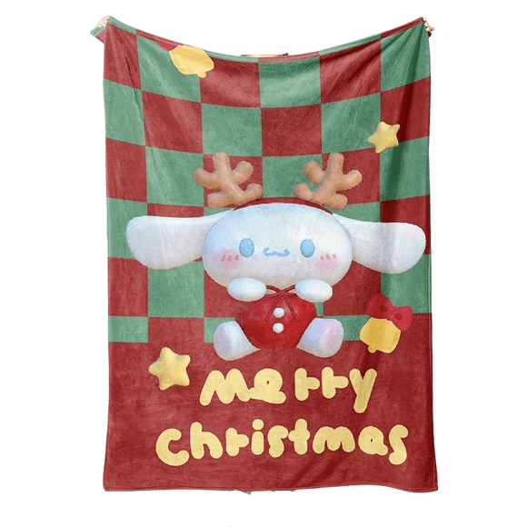 Manta de franela con estampado navideño Cinnamoroll para todas las estaciones