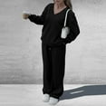 thumbnail image 2 of Wutalume Women's Fashionable Long Sleeve Casual 2-Piece Set, Loose Sweatshirt and Wide Leg Joggers, Sporty Loungewear Outfit,Black L, 2 of 7