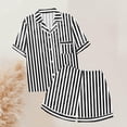 thumbnail image 6 of WAYUTE Short Sets Women 2 Piece Outfits Short Sleeve Stpried V Neck Button Down Shirts and Shorts Set Comfortable Home Outfit Loungewear Sets, 6 of 7