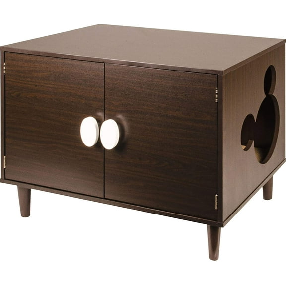 Penn-Plax Disney Cat Cabinet with Scratcher Area – Great for Hiding Messes – Espresso