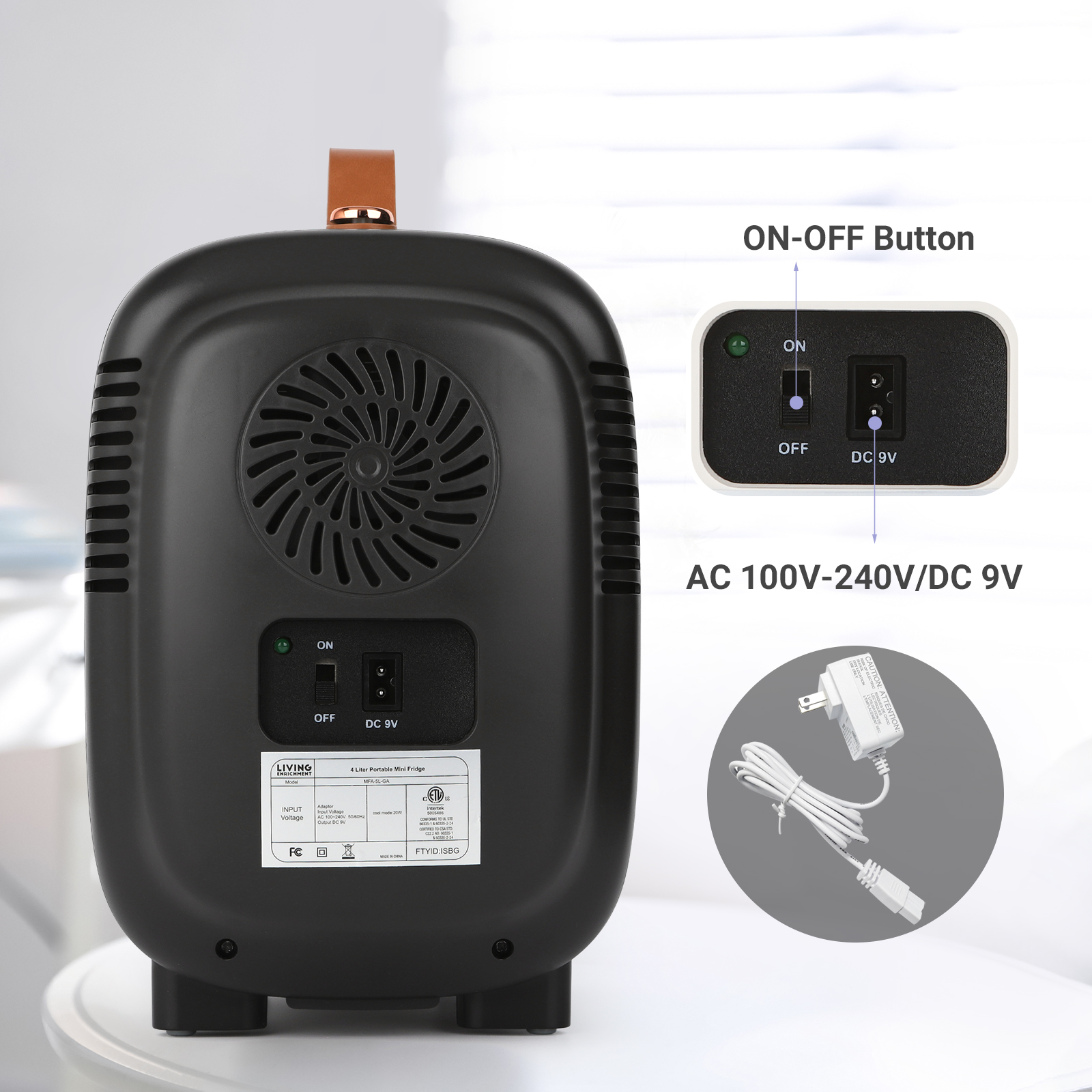 Living Enrichment Mini Fridge 4 Liter Skincare Fridge, Cooler and Portable Small Refrigerator, AC DC Powered, Black