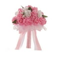 thumbnail image 2 of Fake Flower Bouquet Artificial And Dried Flower Colors Bridal Bouquet Ribbon Wedding Bouquet Bride Holding Flower Pe Rose Bridesmaid Wedding Foam Flowers Rose,Pink Household Imitation, 2 of 9
