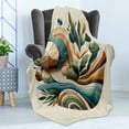 thumbnail image 3 of Ambesonne Monstera Fleece Throw Blanket Sage Love Boho Mid Century 50"x60" Teal Amber Olive Green, 3 of 5