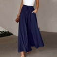 thumbnail image 3 of Women's Solid Color Trousers Elastic Belt Wide Leg High Waist Long Culottes, 3 of 5