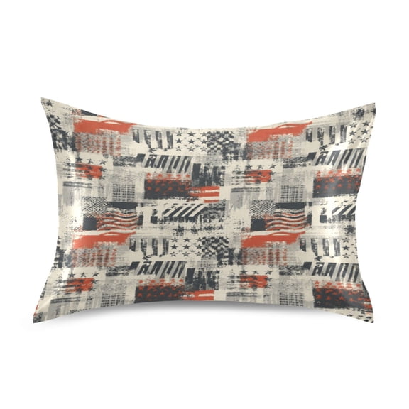 Satin Pillow Case Envelope Pillow Covers Standard Size Soft Pillow Cases for Bedroom, Retro Stripe Printed