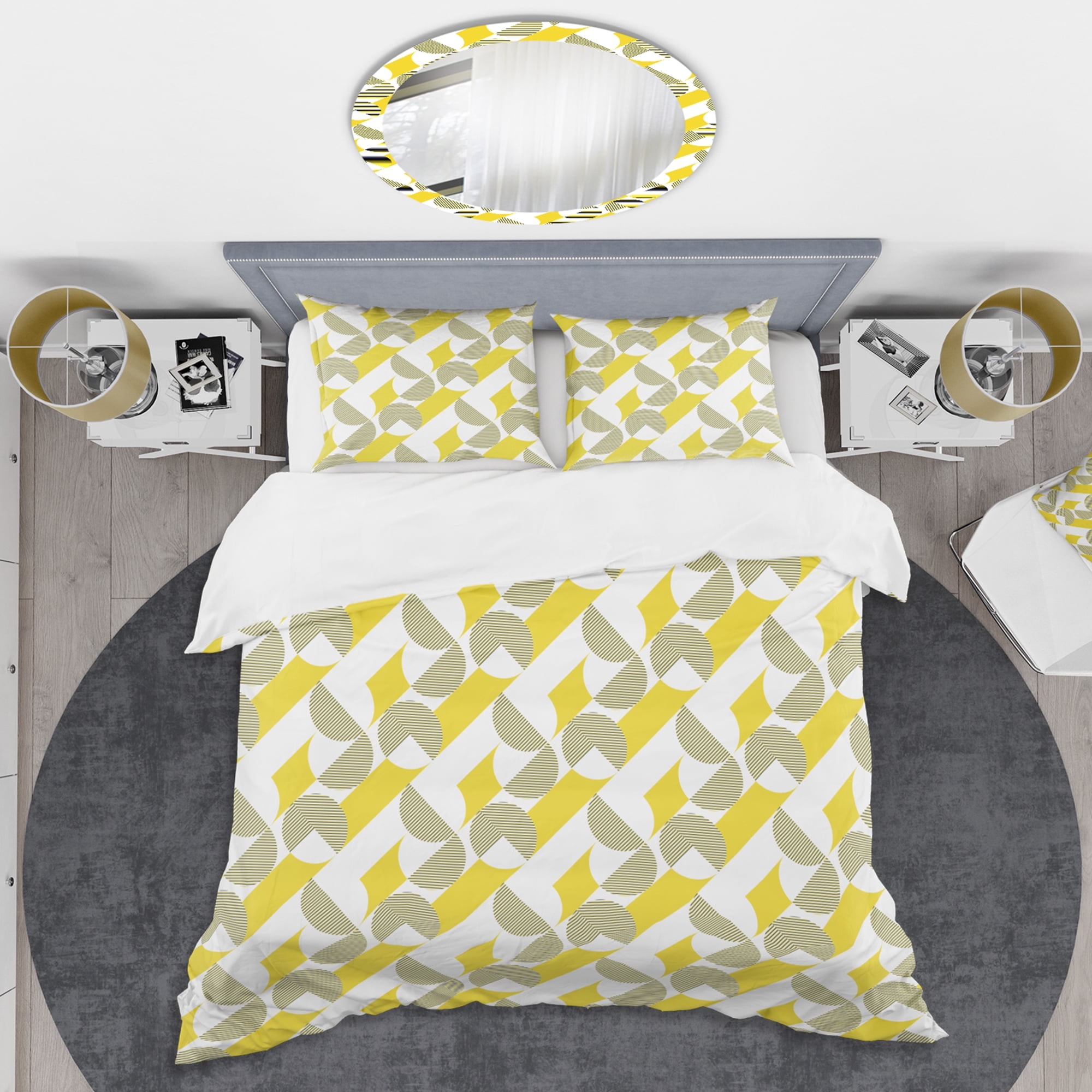 Designart 'Abstract Retro Geometric II' Mid-Century Modern Duvet Cover Set