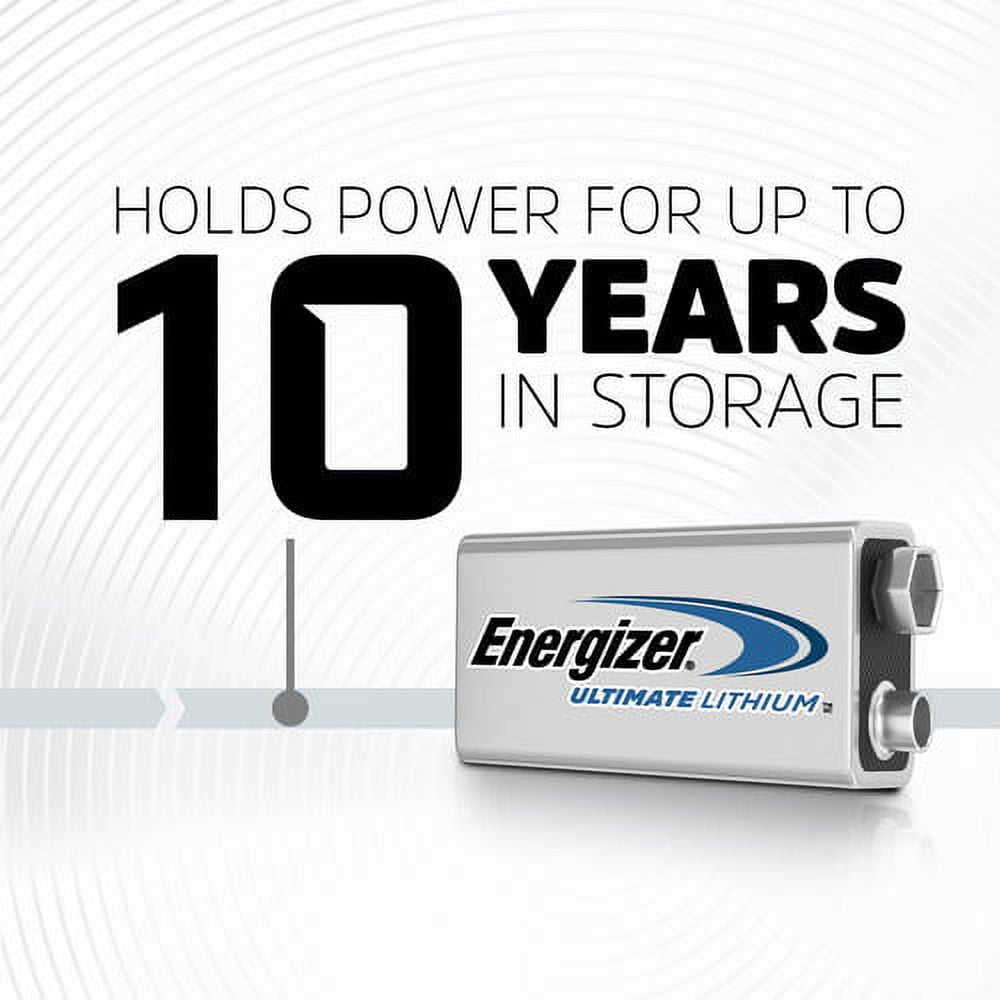 Energizer Ultimate Lithium 9V Batteries, 2 Pack For Multipurpose - 9V - 9 V DC - Lithium (Li) - 2 / Pack