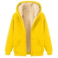 thumbnail image 3 of Womens Fall Jackets Fleece Lined Zipper Hoodie Oversize Solid Warm Hooded Sweatshirt With Pocket Lightweight Jackets, 3 of 5
