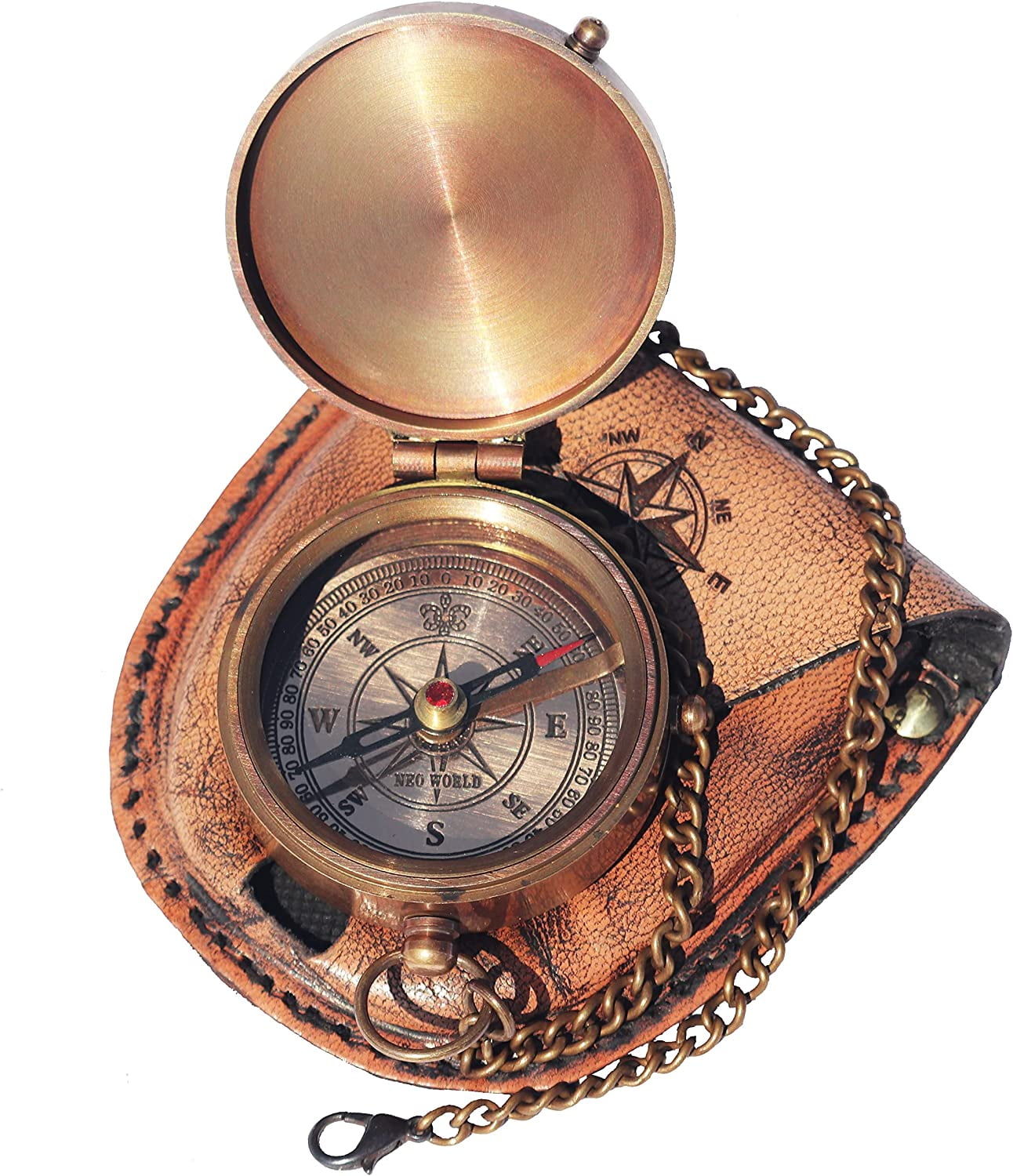 Brass Compass with Leather Case Mom to Son Compass – to My Son Love Mom – Engraved Compass Mother to Son Gifts - Graduation Day Gifts for Son, Brown Antique, 2 Inch