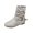 Gray, variant on Women’s Ruched Slouch Ankle Boots, Metal Ring Buckle Strap Side Zipper Flat Short Booties, Soft Faux Suede Casual Shoes Brown 5.5(36)