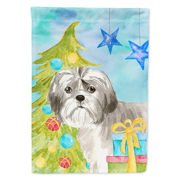 Carolines Treasures CK1862GF Christmas Tree Shih Tzu Puppy Flag Garden Size  Small multicolor