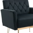 thumbnail image 5 of Accent Chair with Arms for Living Room, Modern Tufted Single Sofa Armchair with Gold Metal Legs, Upholstered Reading Chair Side Chair Leisure Chair for Bedroom Office Club Office Decorative, Black, 5 of 8