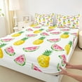 thumbnail image 3 of Manfei Pineapple Fruit Queen Sheet Sets, Kawaii Cartoon Watermelon Flat Sheet, Teen Boy Girl Kid Queen Fitted Sheet, Breathable Home Decor, 4pcs, 3 of 7