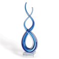thumbnail image 1 of 14" Blue Art Glass Centerpiece on Crystal Base, 1 of 1