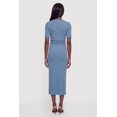 thumbnail image 3 of Women's Ribbed Knit Crew Neck Short Sleeve Dress with Side Slit, 3 of 3