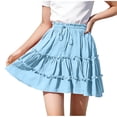 thumbnail image 2 of CBASIHI Girls Ruffle Tiered Cotton Skirt​s- A-Line Summer Elastic Drawstring Waist Casual Flowy Kids Pleatd Mini Skirts Blue Size 12-13 Years, 2 of 7
