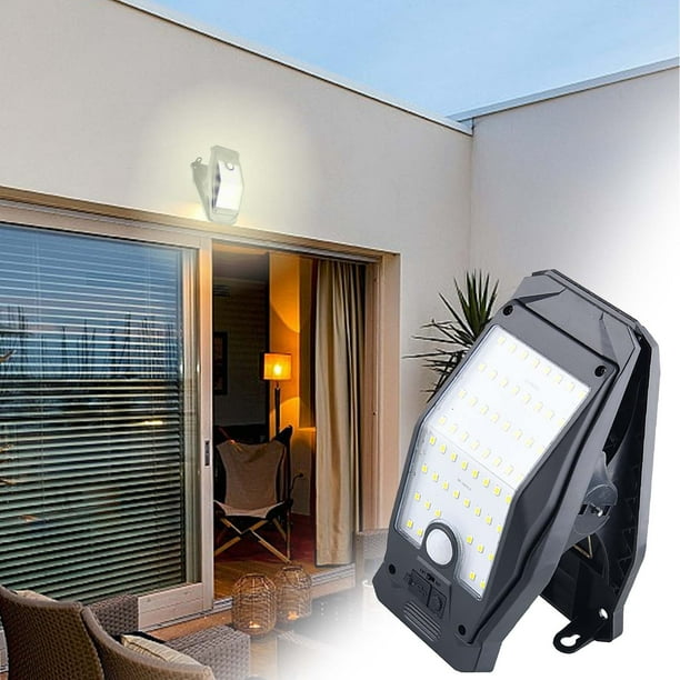 Lámpara de pared con sensor de clip de alto brillo Solar Outdoor Lights | Panel solar policristalino impermeable | Control inteligente | Control remoto infrarrojo | Iluminación de patio de balcón