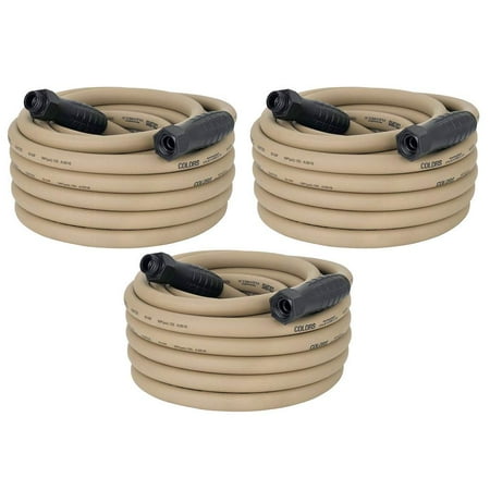 Flexzilla Colors 50' Garden Hose w/ SwivelGrip Connection, Brown Mulch (3 Pack)