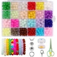 thumbnail image 2 of 704Pcs Glass Beads Bracelets Kit 8mm 24 Color Small Craft Beads  Glass Beads with Elastic String Bracelet Making Kit Crackle Glass Beads for DIY Bracelets Necklaces Double Color, 2 of 10
