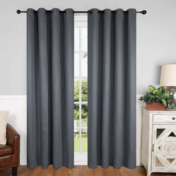 Superior Shimmer Blackout Curtains, Grommet Header, Set of 2, 52" X 96", Gray