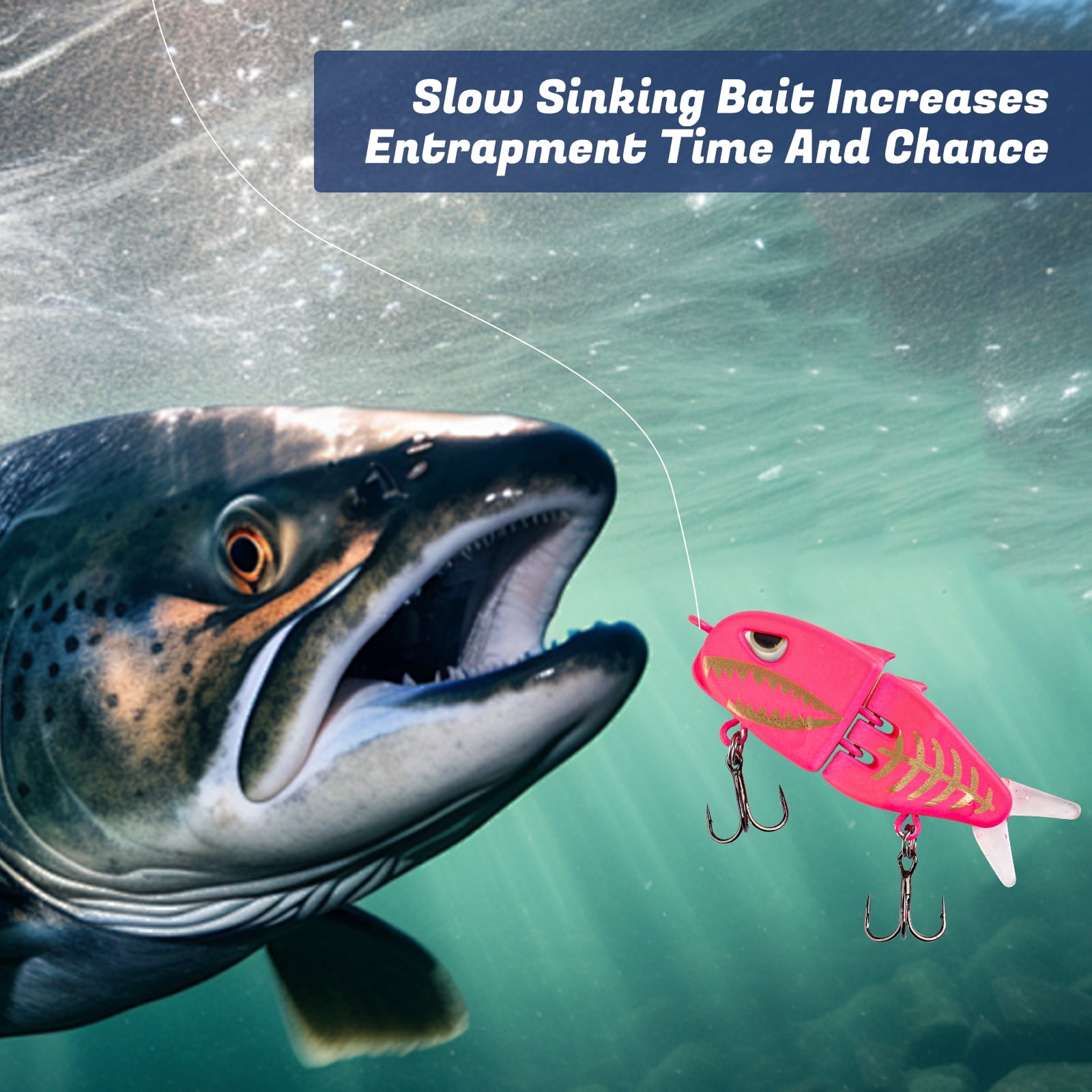 6pcs Slow Sinking Fishing Lures Multi Jointed Top Water Fishing Hard Bait Soft Tails & 3D Realistic Eyes Glide Bait for Bass Fish Tackle Best Lure Gear for Angler