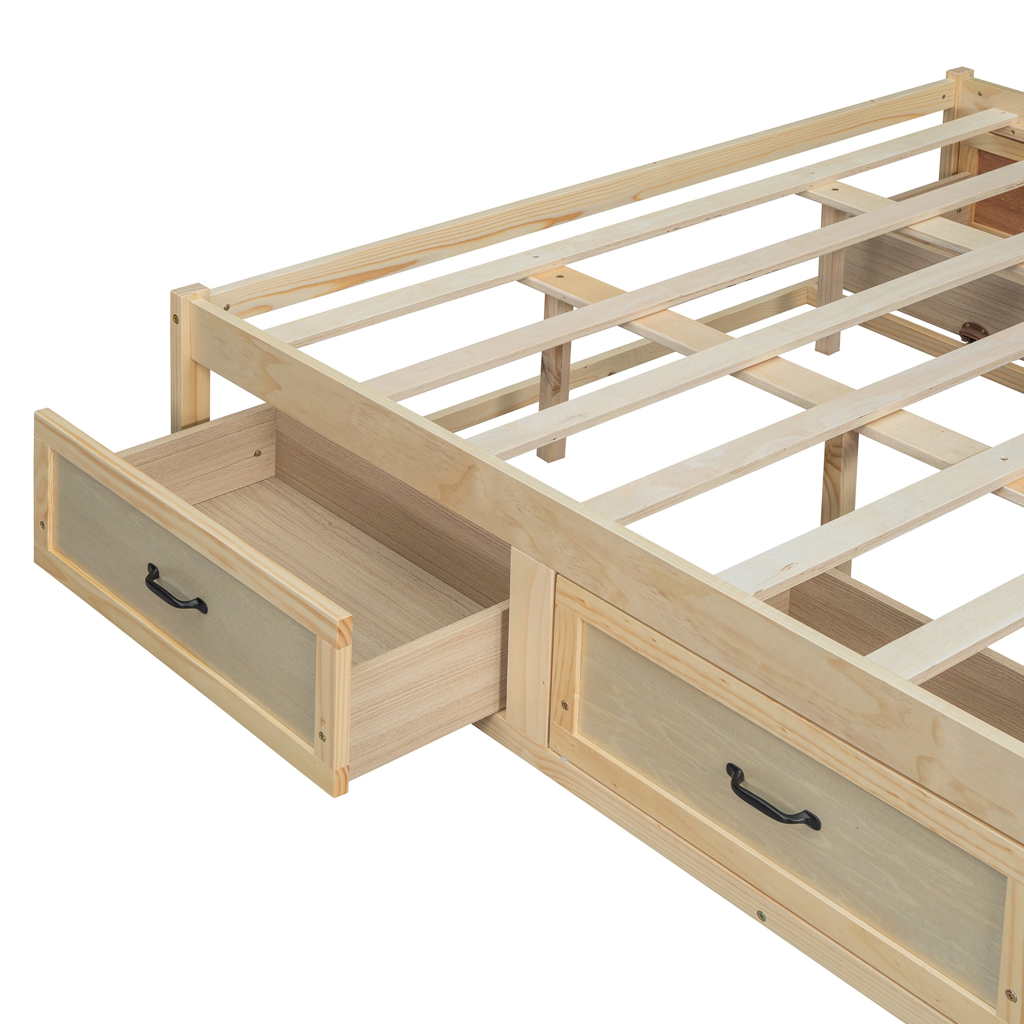 Aukfa Full Size Storage Platform Bed with 6 Drawers, Farmhouse Captain Bed Frame, Antique Oak
