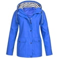 thumbnail image 1 of HTNBO Imperméables à Capuche Couleur Unie pour Femmes Coupe-Vent Grande Taille, 1 of 3