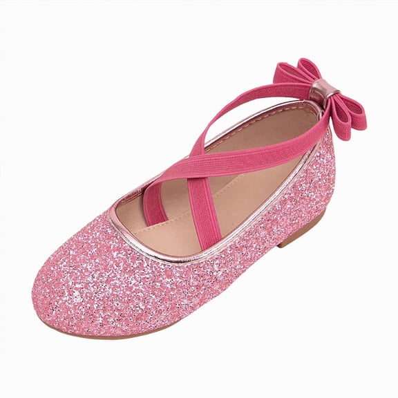 Ccpelsie Toddler Girls Dress Shoes Mary Jane Flower Wedding Party Shoes Cute Princess Ballet Flats for Kid(Pink,12.5)