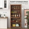 thumbnail image 4 of 64" Kitchen Pantry Cabinet, Freestanding Storage Cabinet with 4 Doors and 3 Adjustable Shelves for Dining Room, Oak, 4 of 9