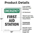 thumbnail image 2 of (2 Pack) First Aid Station OSHA Emergency Sign 10 Inch X 14 Inch Plastic Sign, Weather Resistant, UV Protected for Workplace, Business, and Construction Site, Made in the USA, 2 of 8