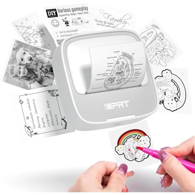iDPRT - Máquina portátil para crear pegatinas con 1 rollo de papel adhesivo, miniimpresora rápida y eficiente, impresora térmica para notas de estudio, fotos, bricolaje y etiquetas, aplicación gratuit