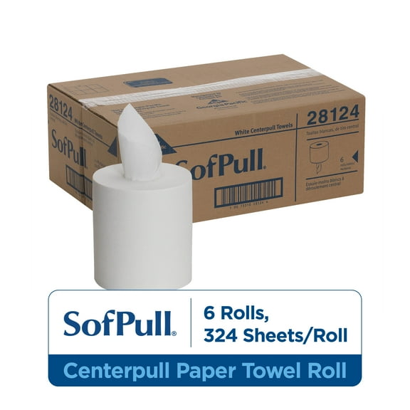 SofPull® Regular Centerpull Premium Paper Towel by GP PRO (Georgia-Pacific), White, 6 Rolls Per Case