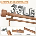 thumbnail image 4 of Wood Double Curtain Rods for Windows 72 to 144 Inch, Adjustable Decorative 1" Long Boho Heavy Duty Dual Curtain Rod, Farmhouse Double Drapery Pole with Modern Faux Wood Grain Finials, 4 of 5