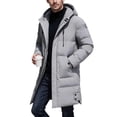 thumbnail image 3 of Ceisia Mens Mid Length Hooded Zipper Winter Puffer Coat Thick Warm Insulated Casual Outerwear For Men Gray XXXXL Gift, 3 of 5