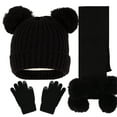thumbnail image 2 of PureCasa Kids Winter Hat Scarf Gloves Beanie Set Solid Color Knitted Hats Scarves Gloves Three Piece Set, 3 In 1 Gift Set for Kids, 2 of 3