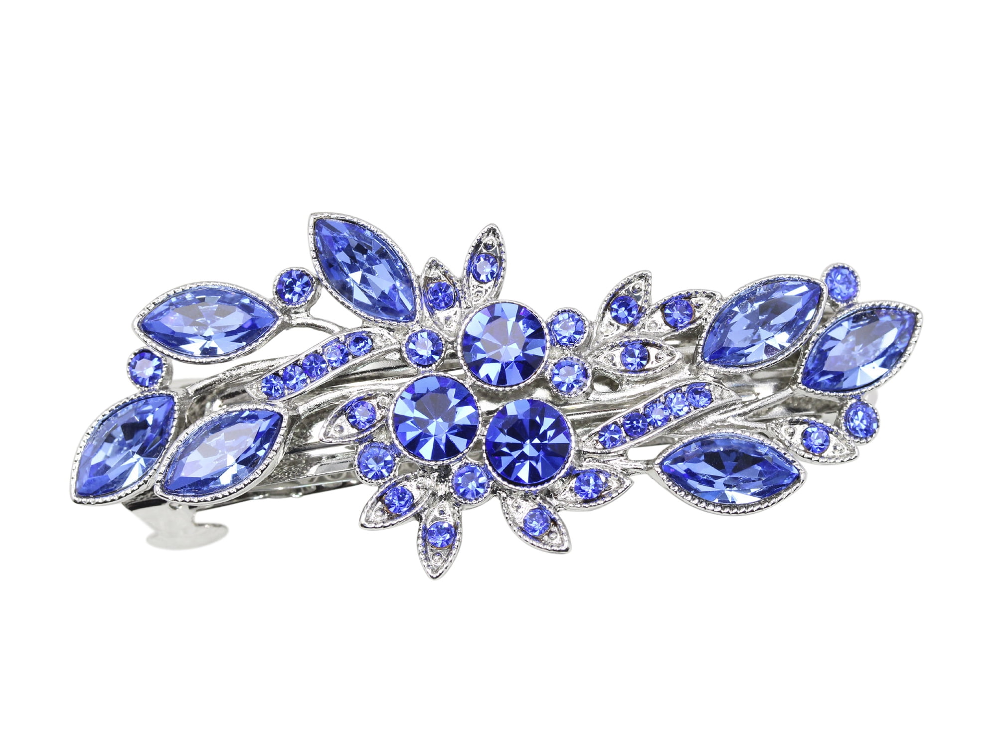 Metal Hair Claw Clip Crystal Diamante Blue Rhinestone Antique Silver Hair Clip 
