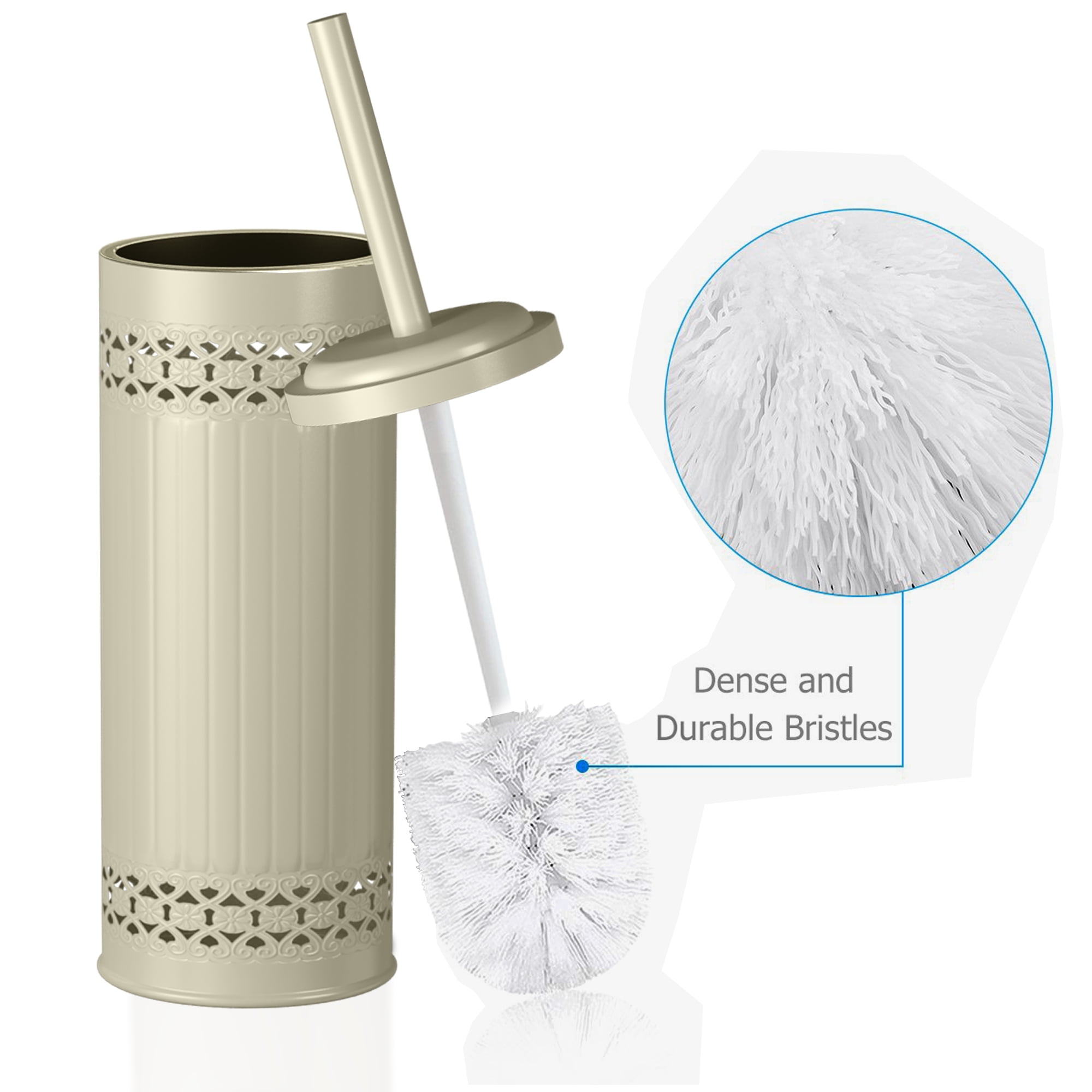 nu steel Laser Cut Ivory Toilet Brush Holder with Lid