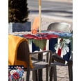 thumbnail image 5 of nqOlkjepod Spring Flowers Outdoor Tablecloth with Umbrella Hole & Zipper, White Star Black Red Striped Art Square Table Cover 54x54 Inch, Dining Waterproof Table Cloth Protector for Patio/Party, 5 of 7