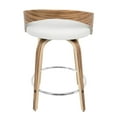 Grotto MidCentury Modern Counter Stool with Swivel in Zebra Wood and