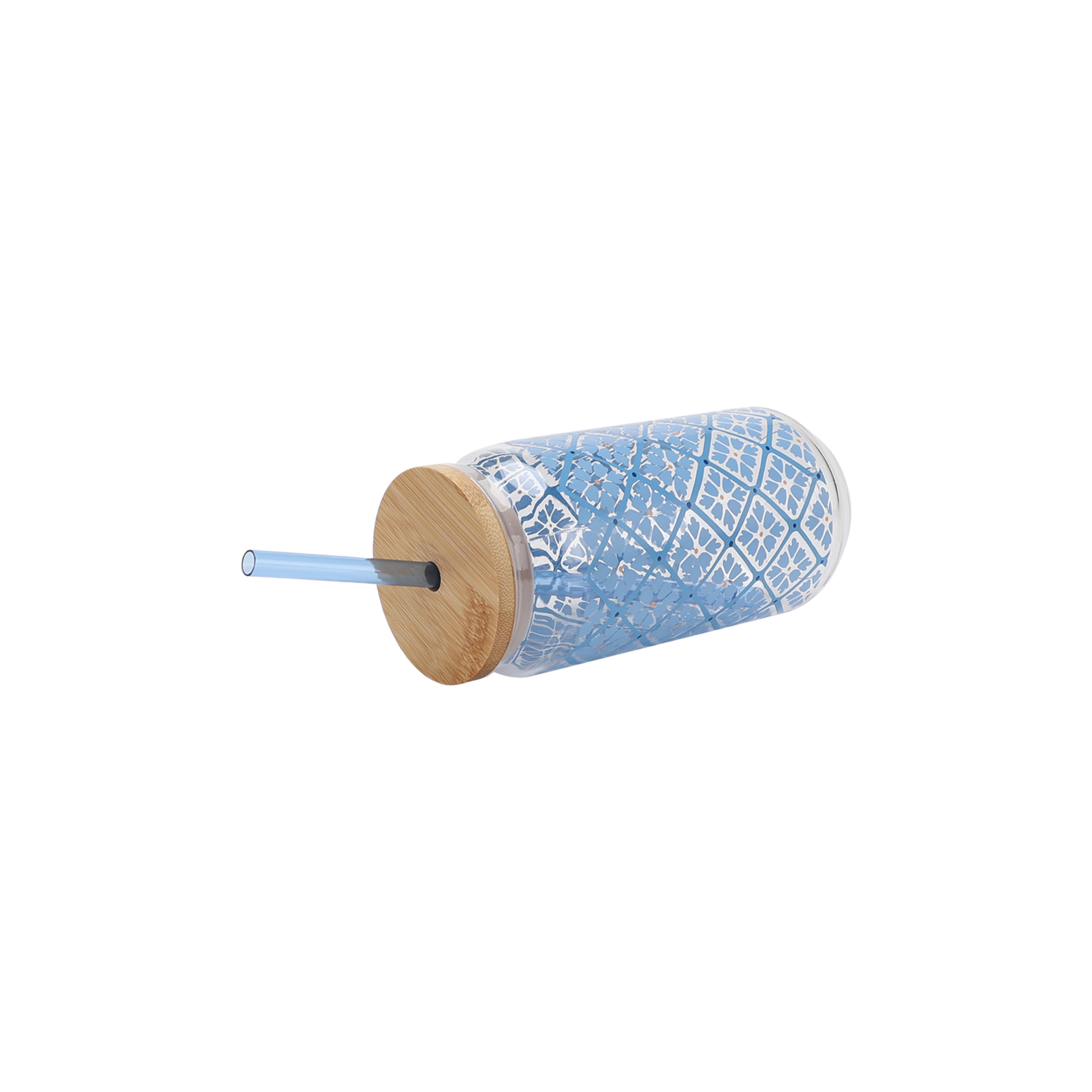 Mainstays by Becky G. & Alejandra 20-Ounce Acrylic Can Shape Tumbler, Blue Tile Pattern