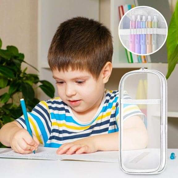 HHGBAD Double-layer Mesh Pencil Case, Large Capacity, Transparent Storage Bag, Durable Zipper Design, Portable Organizer for Stationery Supplies, Ideal for Home, Office