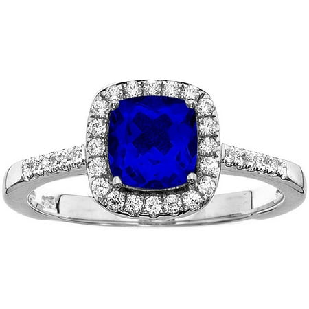5th & Main Platinum-Plated Sterling Silver Petite-Cut Blue Obsidian Pave CZ Ring