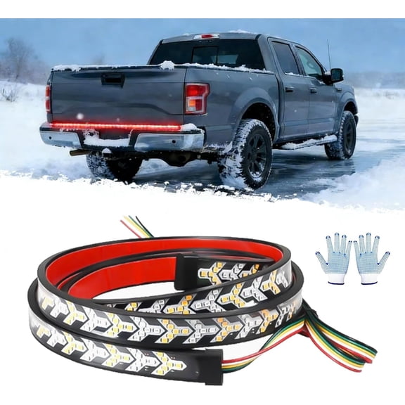 60-Inch LED Tailgate Light Bar for Trucks - Arrow Design Brake Turn Signal Strip with 432 LEDs, 4-in-1 Running/Brake/Turn/Reverse Lights, Waterproof Flexible Strip for Pickup Trucks, SUVs, Trailers