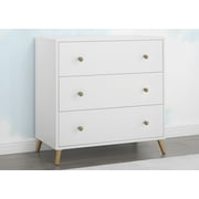 Delta Children Essex 3 Drawer Dresser with Interlocking Drawers - Greenguard Gold Certified, Bianca White/Natural
