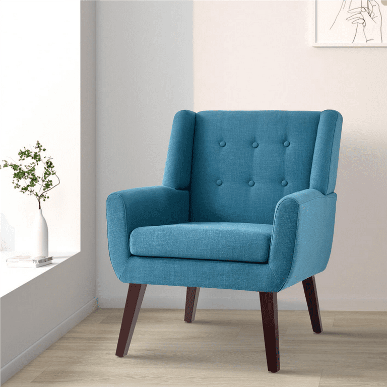 MAYKOOSH Tufted Velvet Accent Chair Comfy Mid-Century Modern Arm Sofa Chair  for Bedrooms, Living Room, Blue 53877MK - The Home Depot