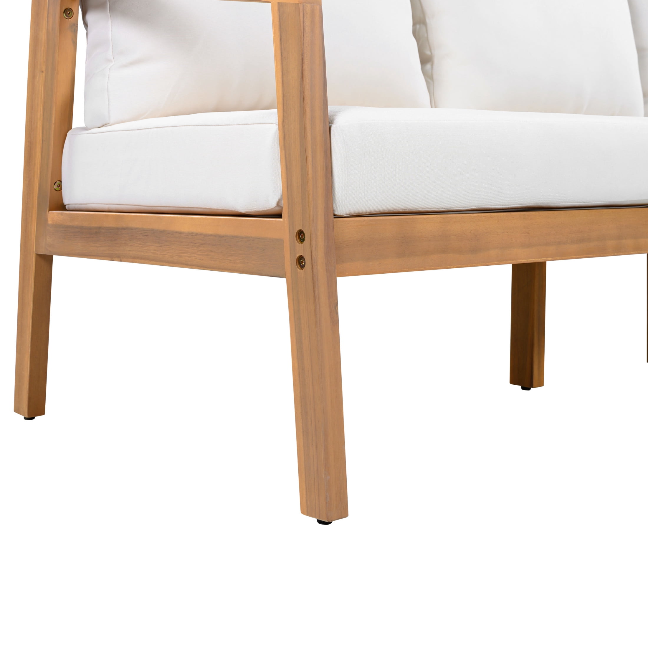 Christopher Knight Home 5-Piece Outdoor Patio Chat Set, Natural Acacia Wood Frame with Beige Cushions