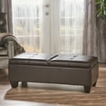 thumbnail image 1 of Munford Double Opening Chocolate Brown Leather Storage Ottoman, 1 of 6